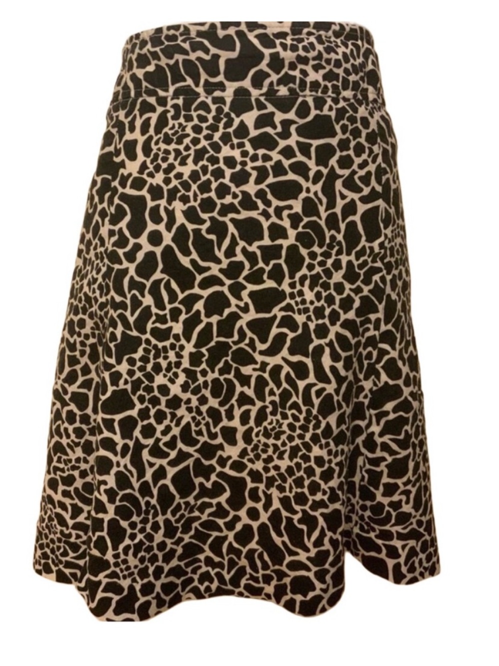 Merona Black and Cream Linen Giraffe Print A-Line Skirt - Size 8!!